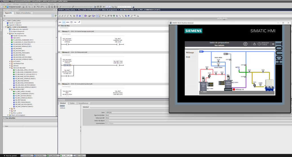 Copie d'écran logiciel TIA Portal et IHM Simatic